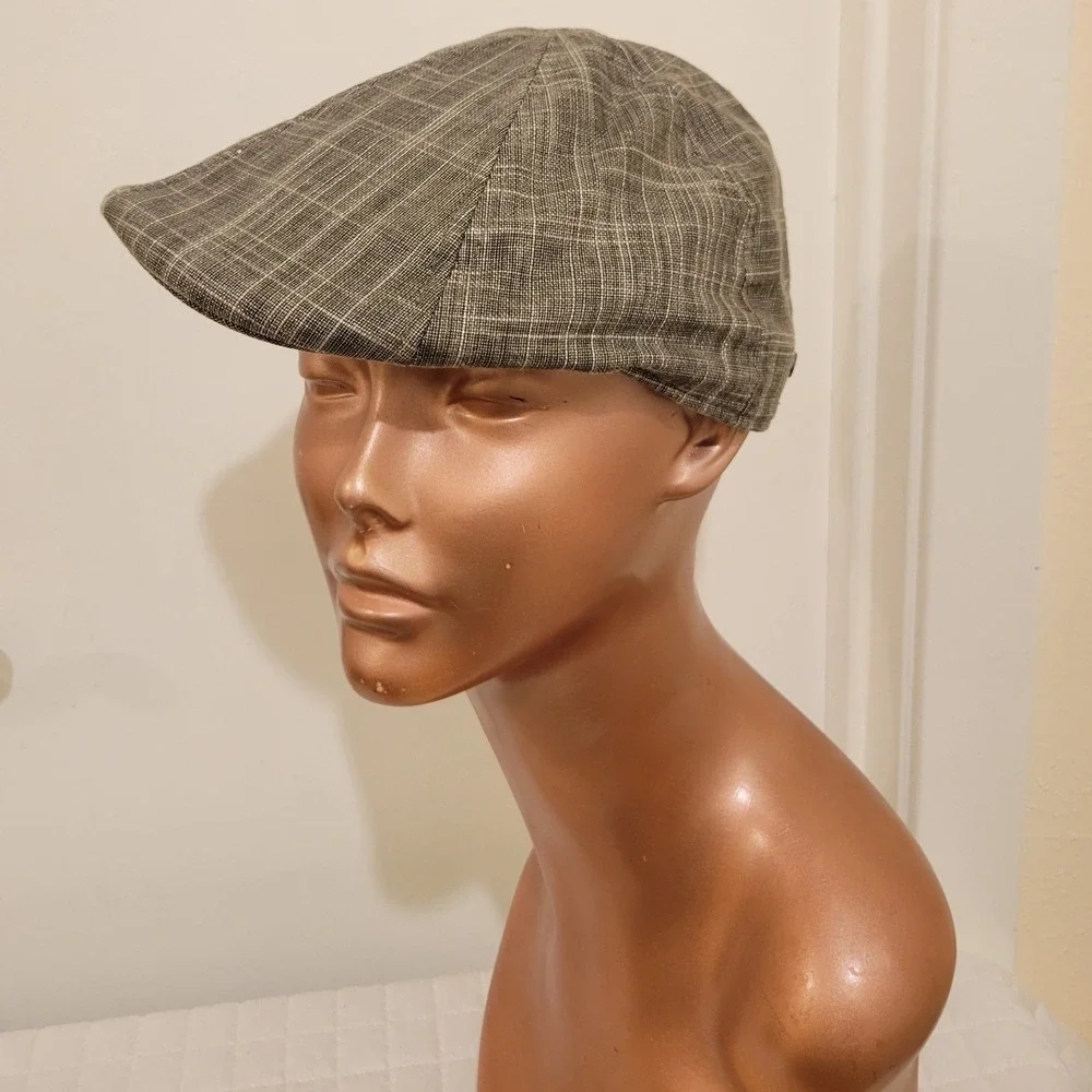 Stetson Mens Grey Plaid Flat Cap Driver Newsboy Hat Peaky Blinders Thomas Shelby